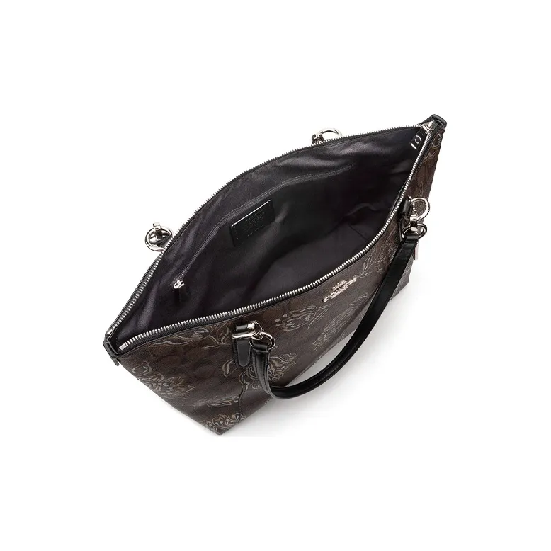 COACH Ava Artificial Leather Tote Bag Shopping Bag Shoulder Bags Medium Size Women's Black-4