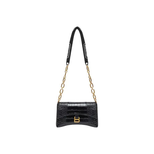 Balenciaga Women's Downtown Shoulder Bag XS Crocodile Embossed Black