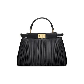 FENDI Peekaboo Nappa Leather Shoulder Bag Crossbody Bag Handbag Mini Women's Black