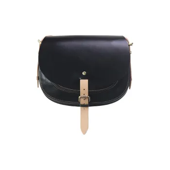 LINE ARTISANAL Vegetable Tanned Cow Leather Saddle Bag, Shoulder Bag Regular Women's Black Original