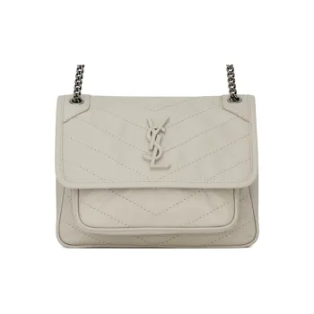 SAINT LAURENT Niki Baby Crinkled Vintage Blanc Vintage