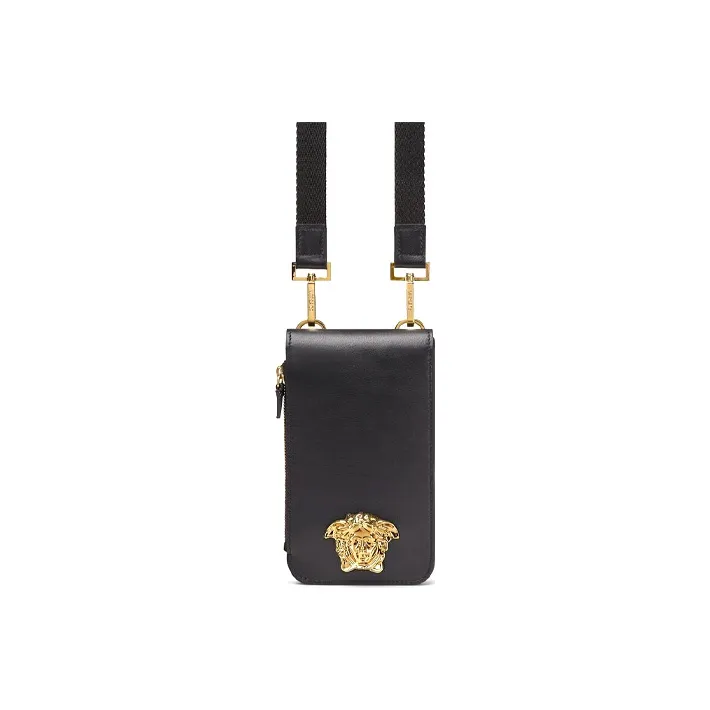 VERSACE La Medusa Cow Leather Shoulder Bag, Crossbody Bag Mini Men's Black-1