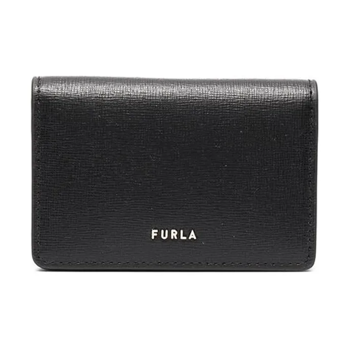Furla Babylon Grained Leather Card Clip Zero Wallet Women's Black-0