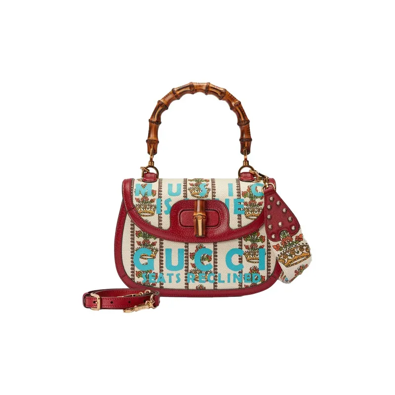 GUCCI Cow Leather Shoulder Bag, Crossbody Bag, Handbag Medium Size Women's Ivory White/Red-1
