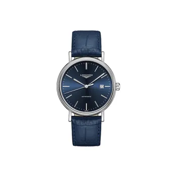LONGINES Automatic Mechanical Movement Men's Watch 40mm Blue Dial Stainless Steel Watch Case Leather Watch Bands