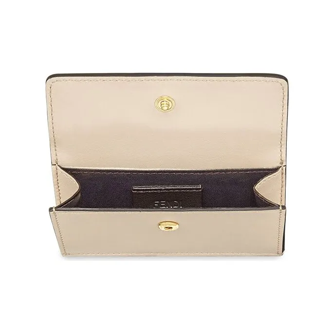 FENDI Calfskin Card Holder Money Clip Card Wallet Women's Pink Candy Color-2