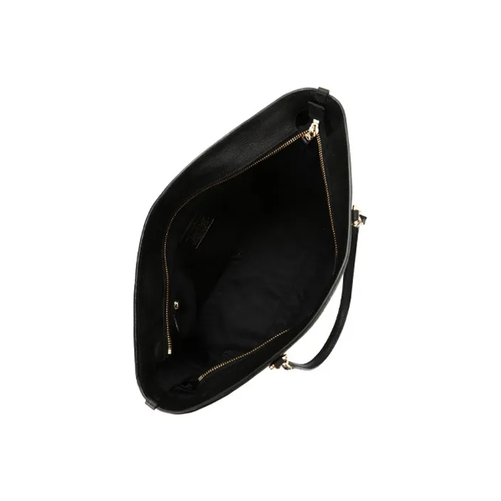 COACH Sophia Pebbled Leather Canvas Bag Shopping Bag Chain One Shoulder Tote Large Size Women's Black-4