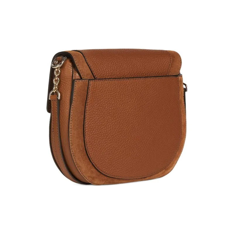 Furla Club 2 Grain Calfskin With Suede Saddle Bag, Crossbody Bag, Shoulder Bag Trumpets Women's Brown-2