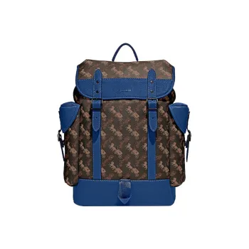 COACH Hitch Artificial Leather Backpack Large Size Men's Dark Brown & Blue