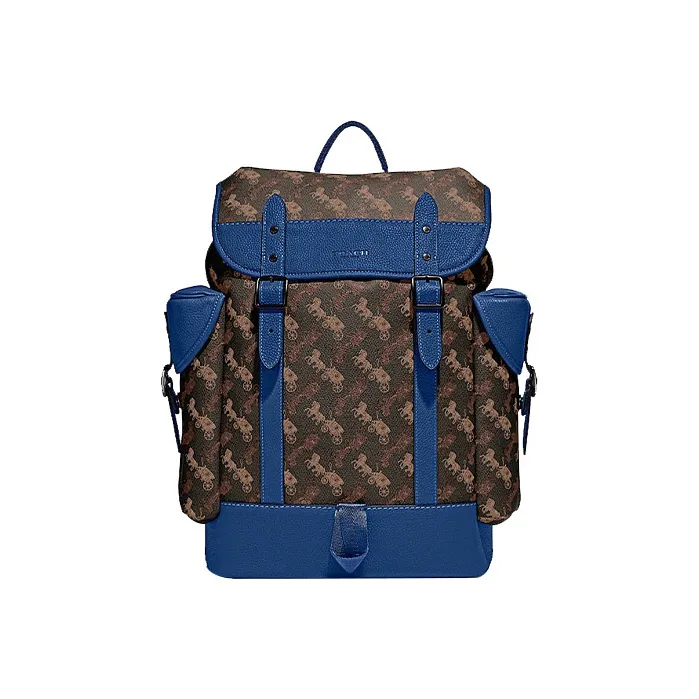 COACH Hitch Artificial Leather Backpack Tubas Men's Dark Brown & Blue-0