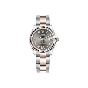 ROLEX Log Series Automatic Mechanical Movement Women's Watch 31mm Gray Dial Oystersteel 18K Rose Gold Watch Case
