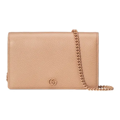GUCCI Marmont Leather Wallets Shoulder Bag Crossbody Bag Women's Rose Beige/Milk Tea Beige