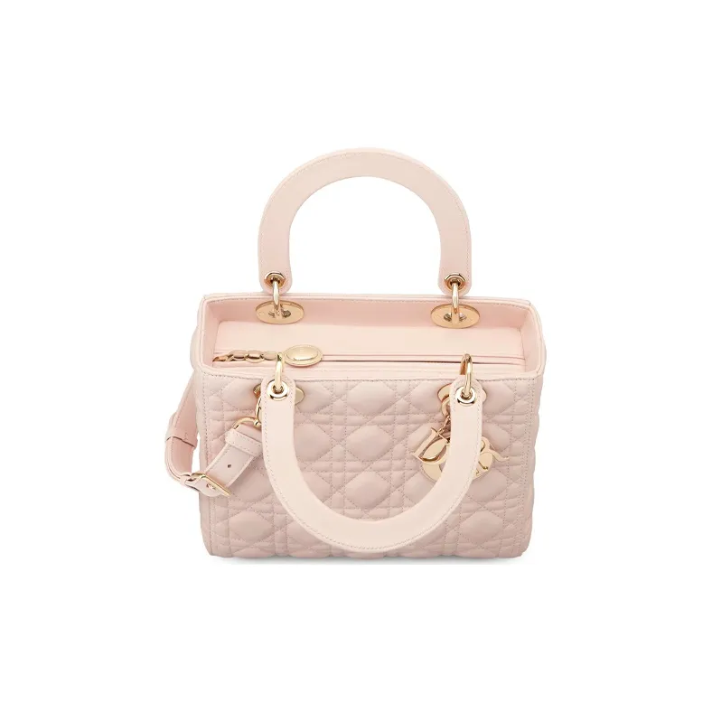 DIOR Lady Dior Cannage Lambskin Dior Bag Shoulder Bag Medium Size Women's Cherry Blossom Pink-2