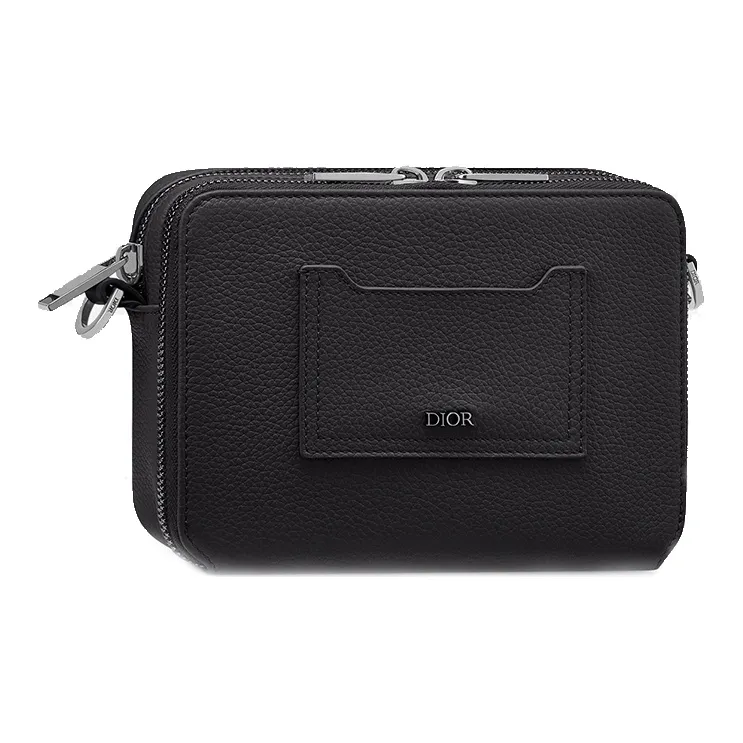 DIOR Grained Calfskin Clutches Crossbody Bag Shoulder Bag Men's Black-1