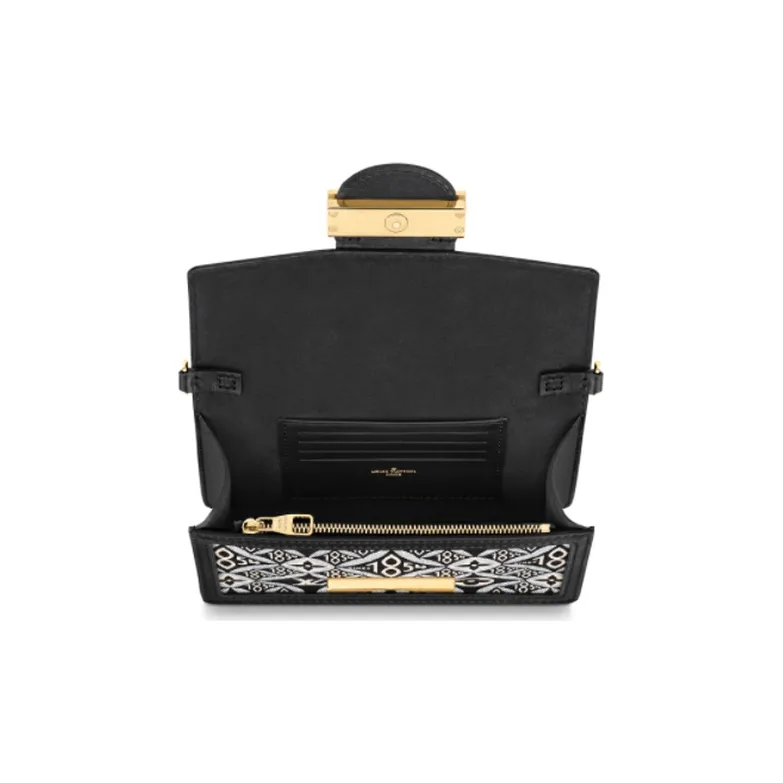 LOUIS VUITTON Dauphine Cow Leather Chain Bag, Crossbody Bag, Shoulder Bag Women's Black White-3