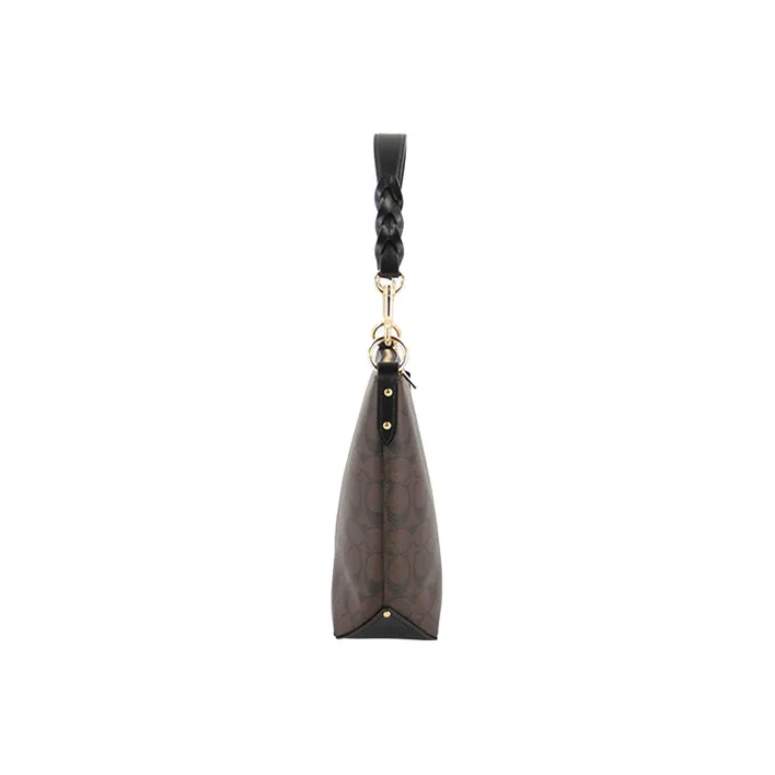 COACH PVC With Cow Leather Hobo Bag, Portable Crossbody Bag, Shoulder Bag Women's Dark Brown-2
