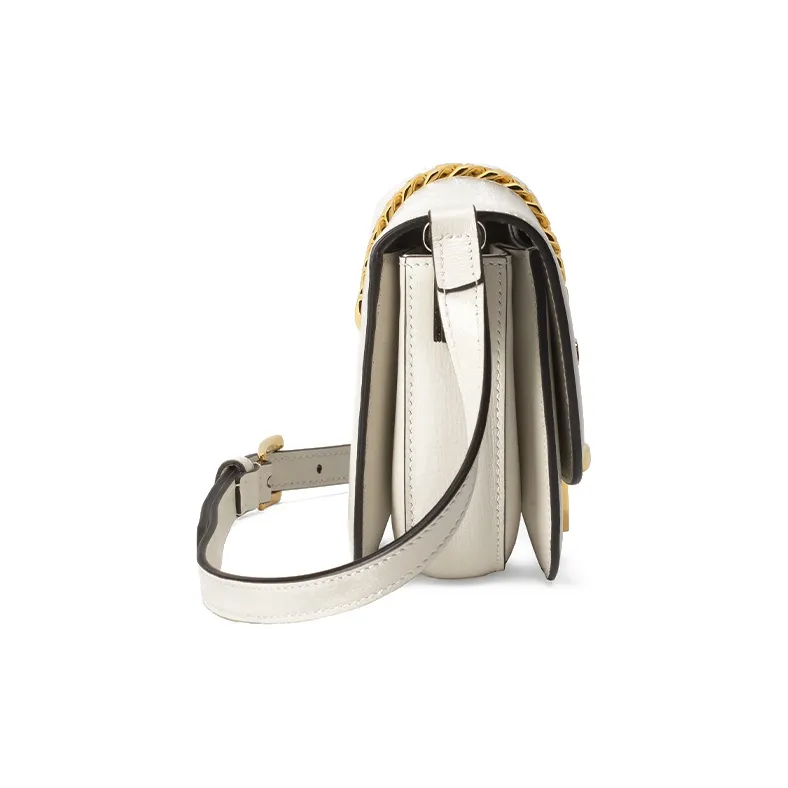 GUCCI Sylvie 1969 Leather Crossbody Shoulder Bag Mini Women's White-2