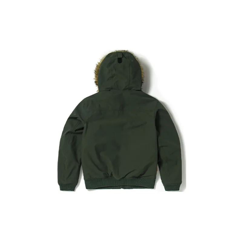 Timberland Solid Color Hooded Puffer Jacket Men's Green Suitcase-1
