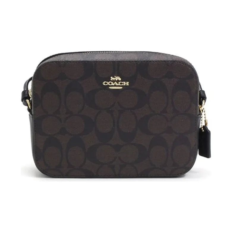 COACH Camera Coated Canvas With Leather Camera Bag, Small Square Bag, Crossbody Bag, Shoulder Bag Women's Dark Brown-0