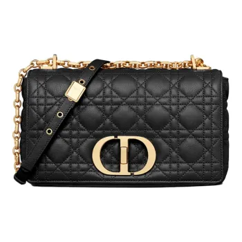 DIOR Caro Soft Cow Leather Chain Bag, Shoulder Bag, Crossbody Bag Medium Size Women's Black