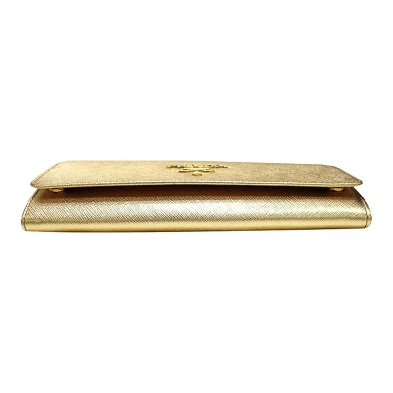 PRADA Leather Shoulder Bag Crossbody Bag Women's Gold-1