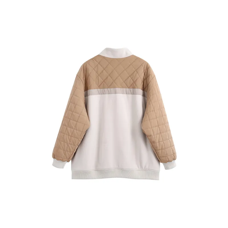 F426 Loose Fit Jacket Unisex Khaki & White-1