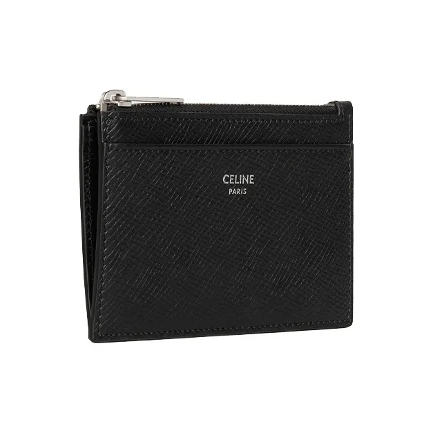 CELINE Grained Calfskin Coin Purses Card Holders Mini Women's Black-1