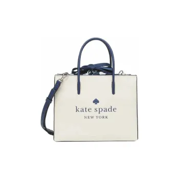Kate Spade Leather Tote Bag Shopping Bag Handbag Shoulder Bag Crossbody Bag Small Size Women's White & Blue