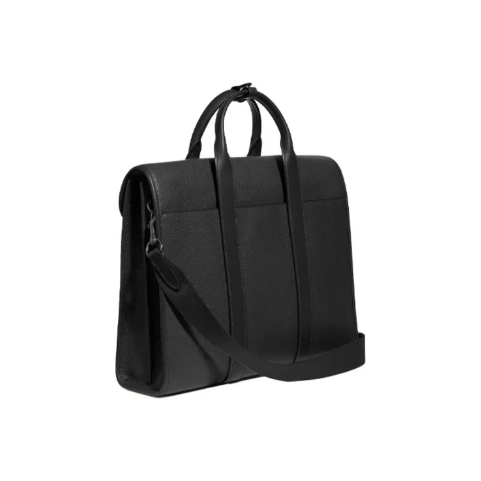 COACH Gotham Pebbled Leather With Refined Calfskin Computer Briefcase Tubas Men's Black-1
