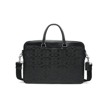 COACH Beckett Cow Leather Laptop Bag, Briefcase, Shoulder Bag, Crossbody Bag, Handbag Large Size Men's Black