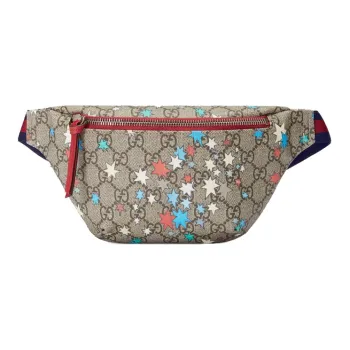 GUCCI Canvas With Leather Fanny Pack Sling Bag Shoulder Bag Crossbody Bag Kids' Ebony/Red/Multicolor