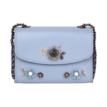 COACH Parker Leather Shoulder Bag, Crossbody Bag Mini Women's Blue