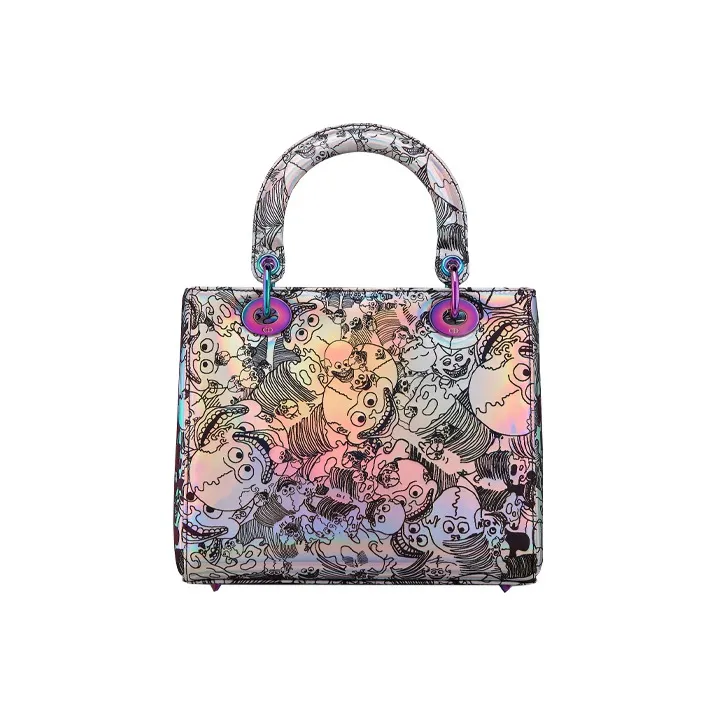 DIOR Zhang Huan Collaboration Lady Dior Cow Leather Shoulder Bag, Crossbody Bag, Handbag Medium Size Women's Silver-2