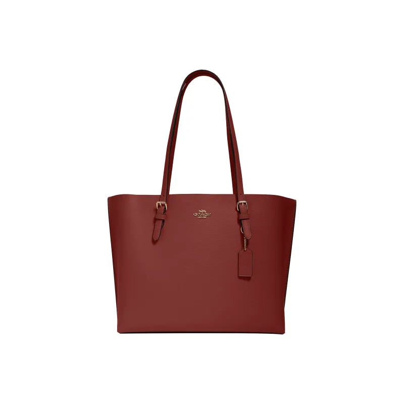COACH Mollie Leather Tote Bag Portable One Shoulder Large Capacity Large Size Women's Burgundy-0