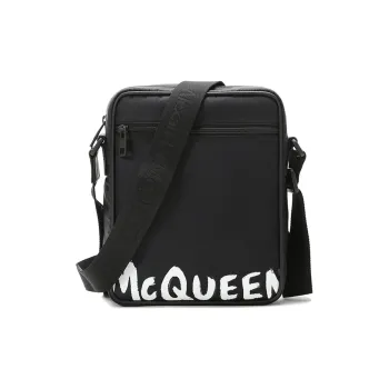Alexander McQueen Fabric Messenger Bag Crossbody Bag Shoulder Bag Men's Black