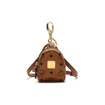 MCM Leather One Shoulder Crossbody Coin Purse Charm Women's Brown