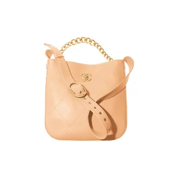 CHANEL Calfskin Tote Bag Shopping Bag Hobo Pack Handbag Shoulder Bag Crossbody Bag Women's Nude/Milk Tea Beige