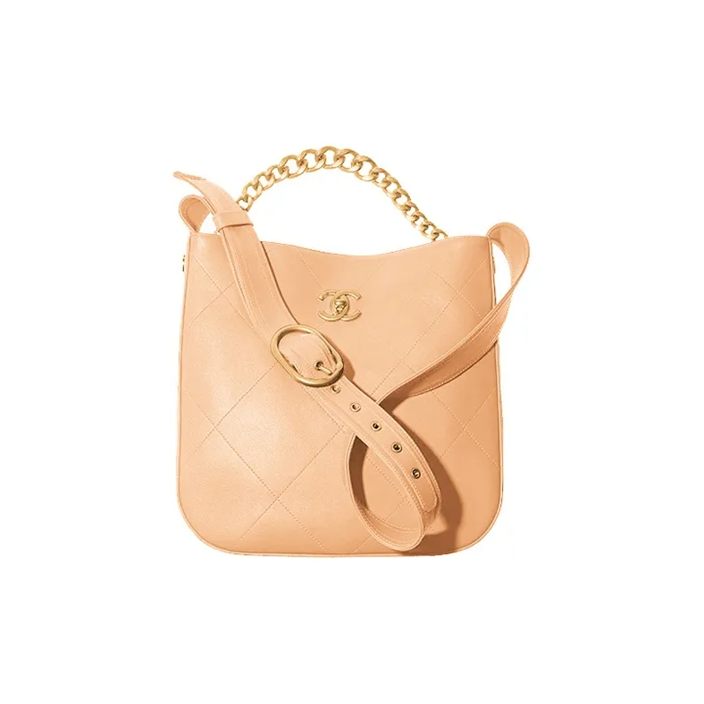 CHANEL Calfskin Tote Bag Shopping Bag Hobo Pack Handbag Shoulder Bag Crossbody Bag Women's Nude/Milk Tea Beige-0