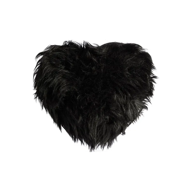 Balenciaga Faux Fur Heart-Shaped Bag Clutch Women's Black-0