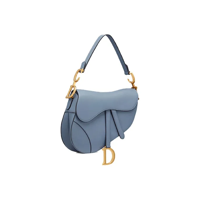 DIOR Shimmery Sheepskin Portable Crossbody Bag Shoulder Bag Women's Denim Blue-1