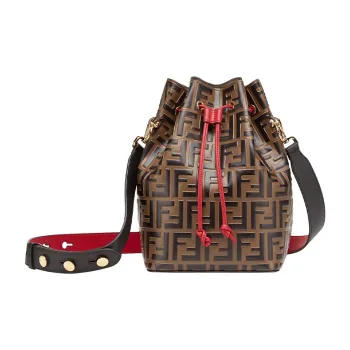 FENDI Mon Tresor Calfskin Bucket Bag, Crossbody Bag Women's Brown/Red