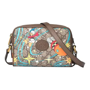 GUCCI Disney, Collaboration Canvas With Leather Camera Bag, Crossbody Bag, Shoulder Bag Unisex Multicolor