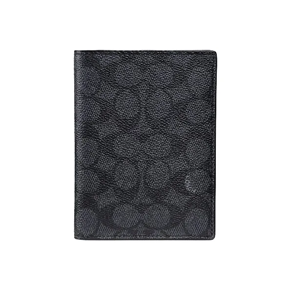 COACH Passport Case Passport Holders Black Gray Color-0
