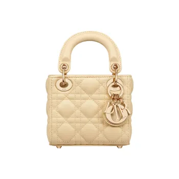 DIOR Lady Dior Sheepskin Dior Bag Shoulder Bag Crossbody Bag Handbag Extra Mini Women's Light Yellow