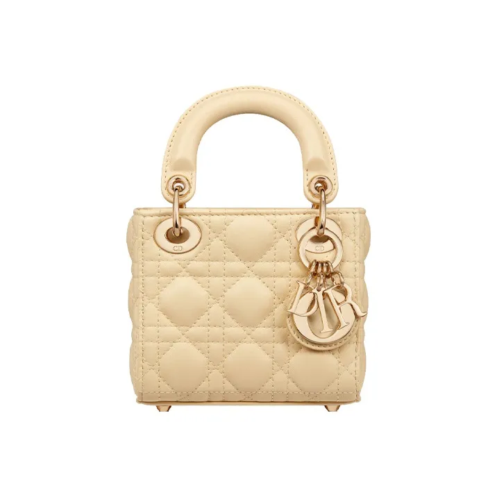 DIOR Lady Dior Sheepskin Dior Bag Shoulder Bag Crossbody Bag Handbag Extra Mini Women's Light Yellow-0