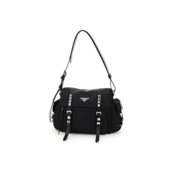 PRADA Cow Leather Crossbody Bag Shoulder Bag Unisex Black