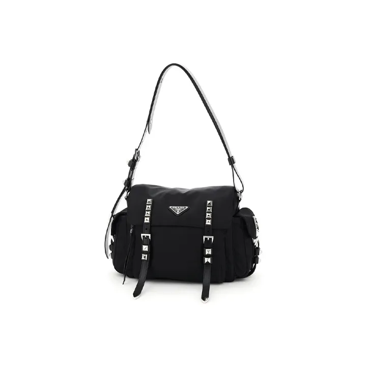 PRADA Cow Leather Crossbody Bag Shoulder Bag Unisex Black-0