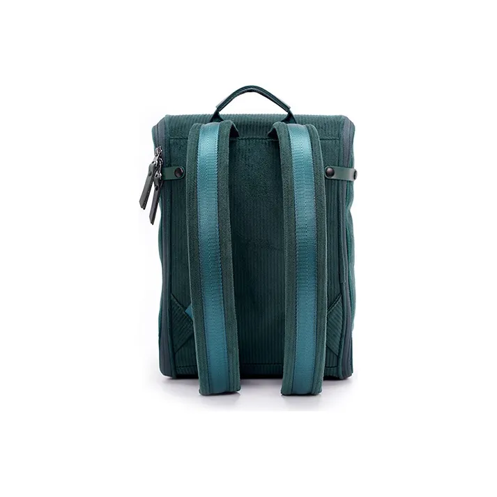 FREQUENTFLYER Corduroy Backpack Unisex Emerald/Charcoal Gray-3