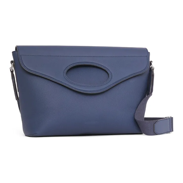 Burberry Grain Texture Leather Messenger Bag Shoulder Bag Men's Dark Blue-1