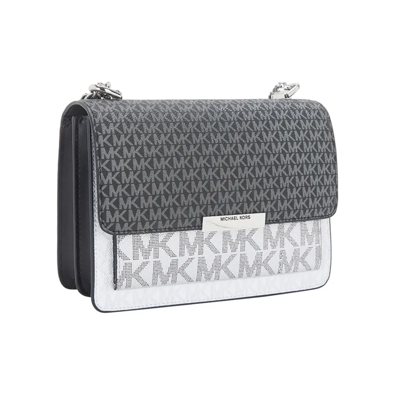 MICHAEL KORS Jade PVC Crossbody Bag Shoulder Bag Medium Size Women's Black/Silver Gray-1